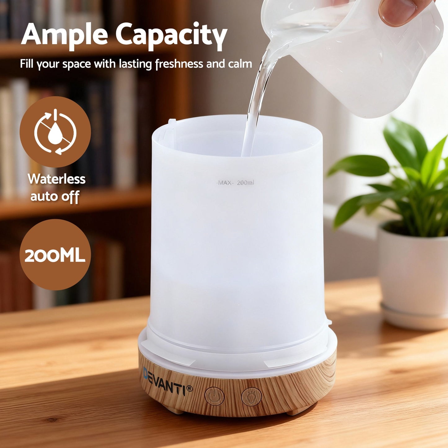 Devanti Ultrasonic Aroma Diffuser Aromatherapy 200ml LED Lights Iron Humidifier Forest - Image 8