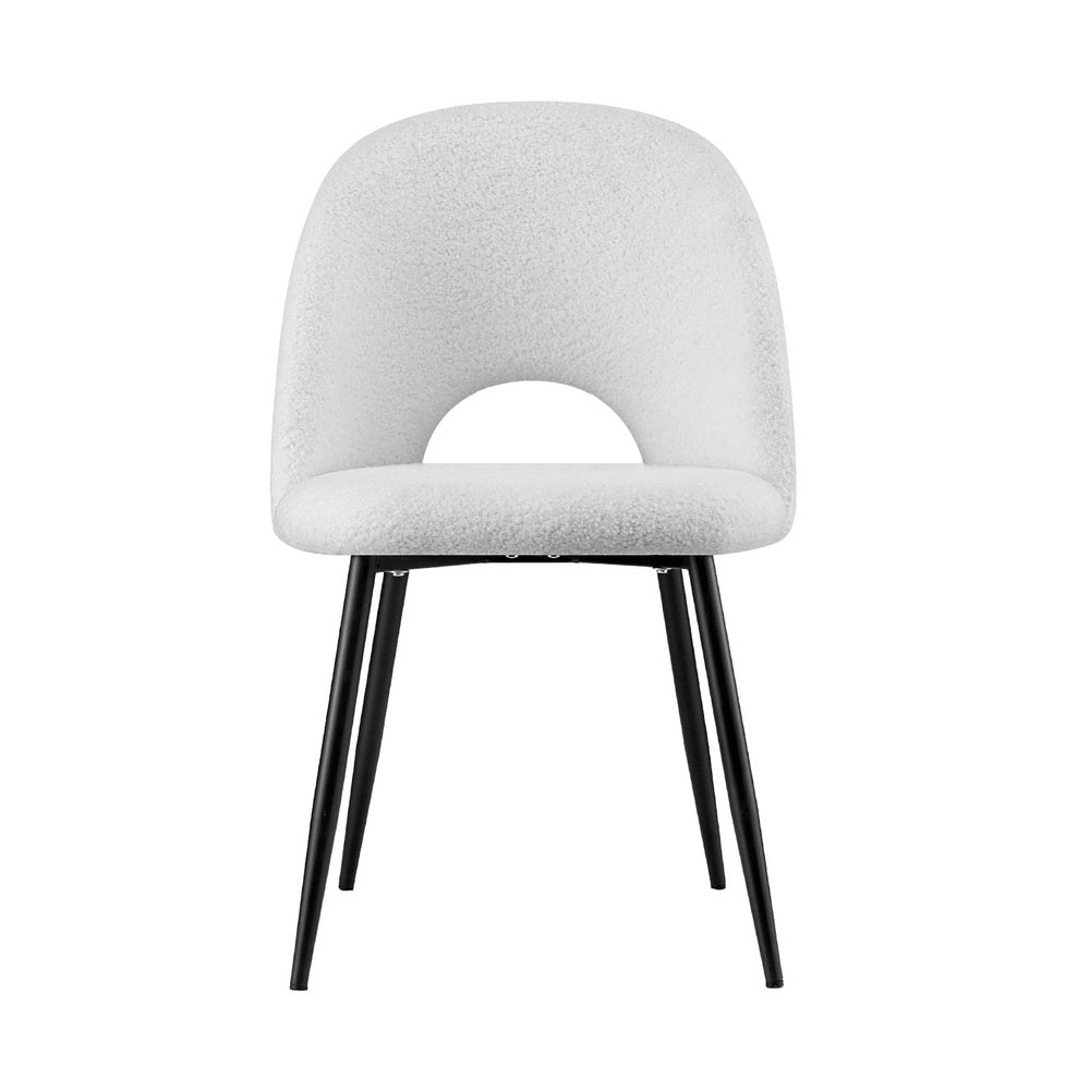 1 Set of 2 Artiss Dining Chair Boucle Sherpa - Image 3