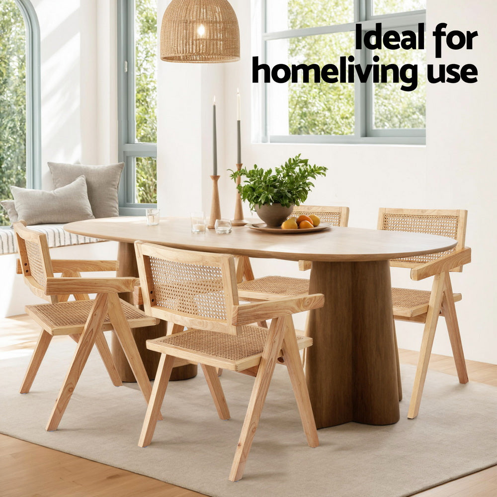 Artiss 4x Dining Chairs Wooden Rattan Seat Rubber Wood Frame - Image 6