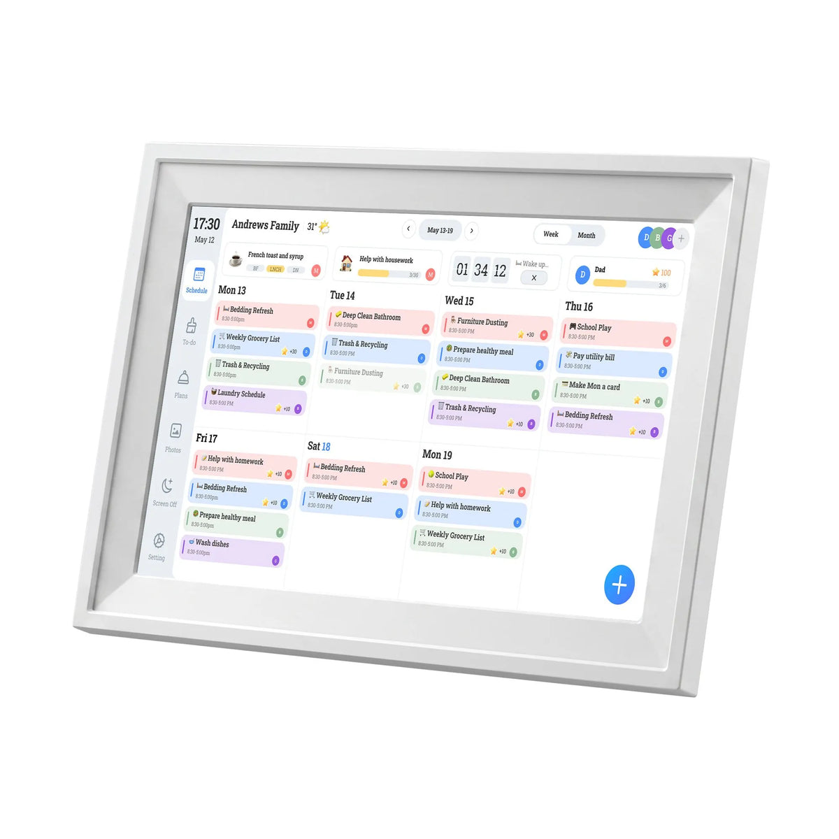 Artiss 10" Digital Calendar Planner Smart Photo Frame Family Chore Chart & Sync - Image 9