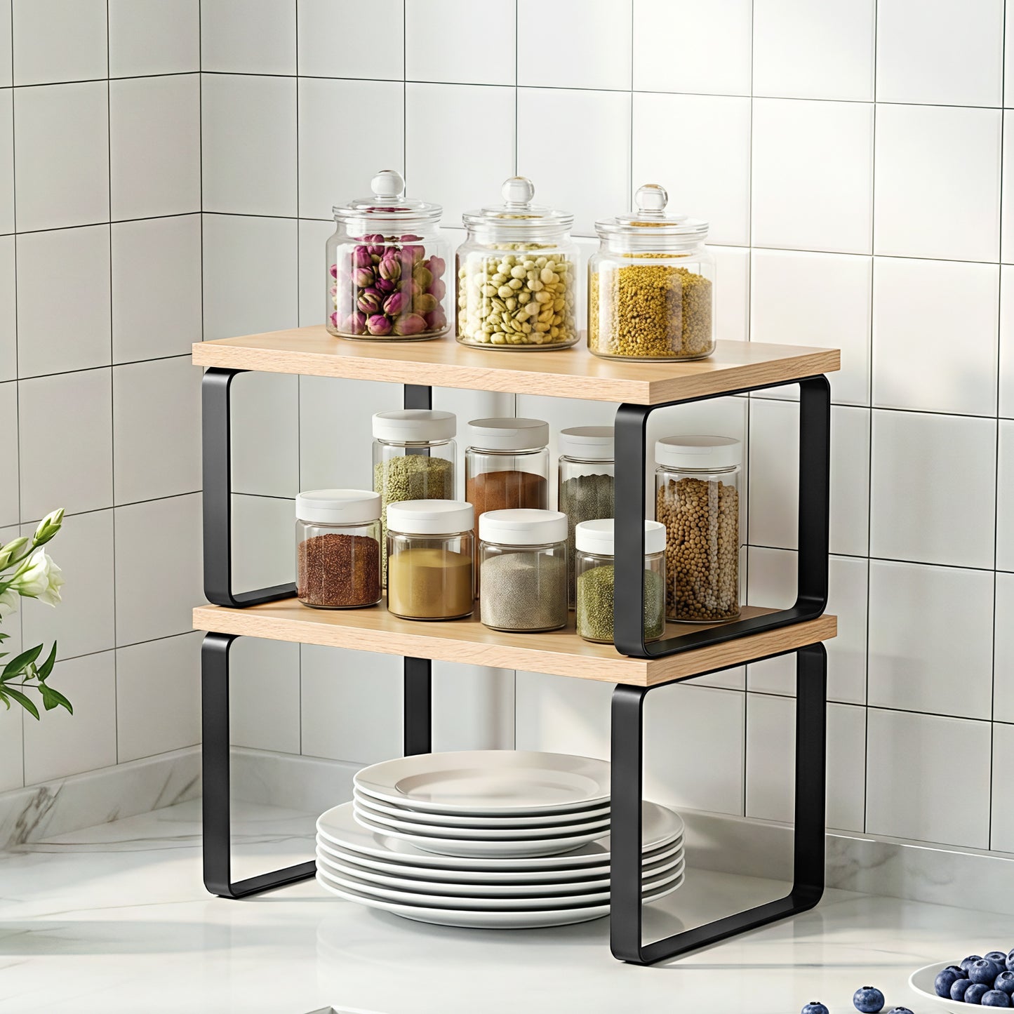 Cefito Kitchen Storage Shelves Rack Cupboard Cabinet Organiser Set of 2 - Image 9