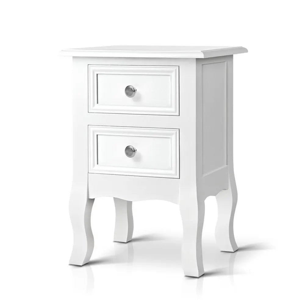 Artiss Bedside Table 2 Drawers - BISSET White - Image 8