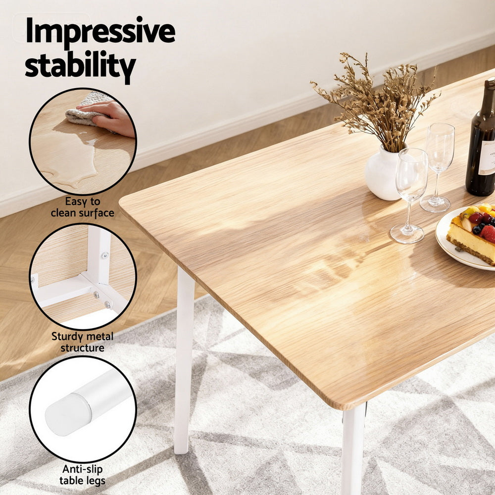 Artiss Dining Table and Chairs Set of 4 Bench Kitchen Furniture Natural and White - Image 6