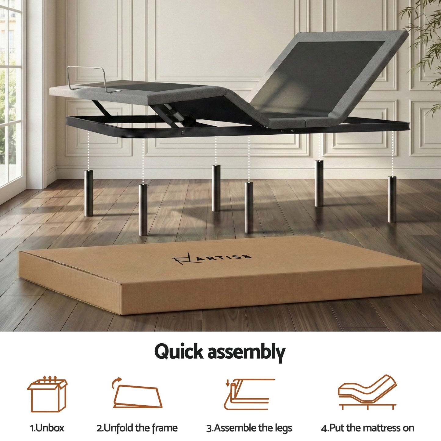 Artiss Adjustable Bed Frame Queen Size Electric Bed Base Wireless Remote Control Zero Gravity Power Bed Foundation - Image 9