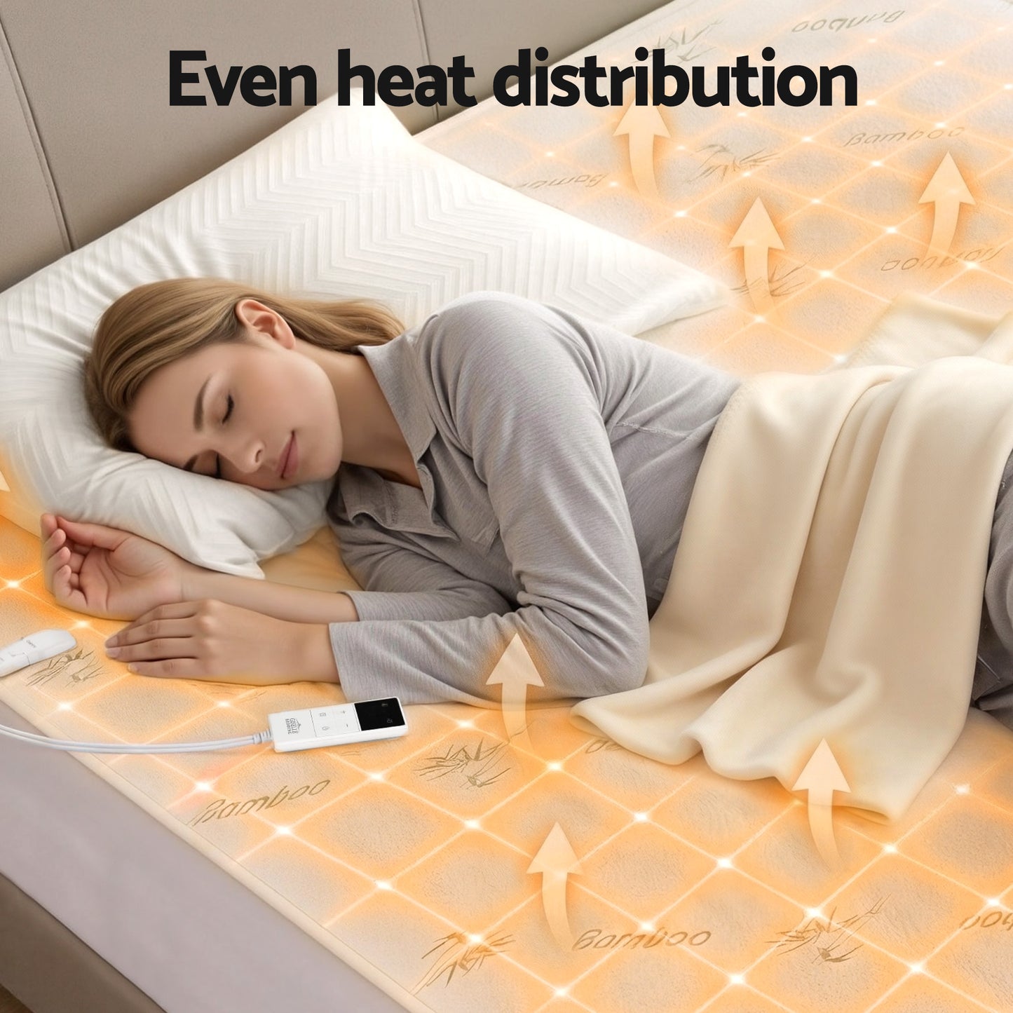 Giselle Electric Blanket Bamboo Fabric Single Fitted Heated Pad Underlay Washable Winter - Image 9