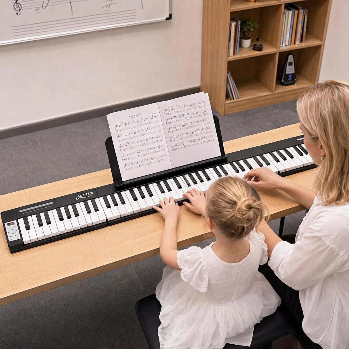 Alpha 88 Key Quad Folding Electronic Keyboard Digital Piano Portable MIDI Bluetooth Black - Image 9