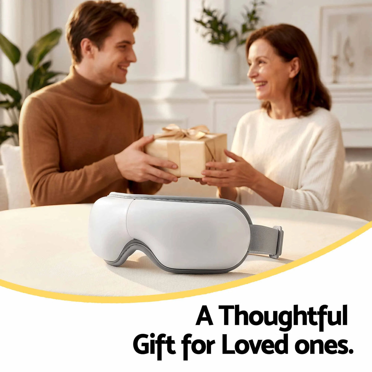Livemor Eye Massager with Heat & Vibration | 180° Foldable Electric Eye Heat Mask with Bluetooth Music for Fatigue Relief | Rechargeable 3D Wrap-Around Temple Massager, White - Image 9