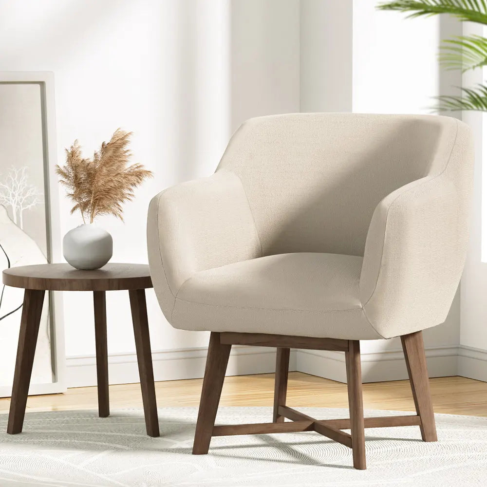 Artiss Armchair Tub Chair Beige Aston - Image 8