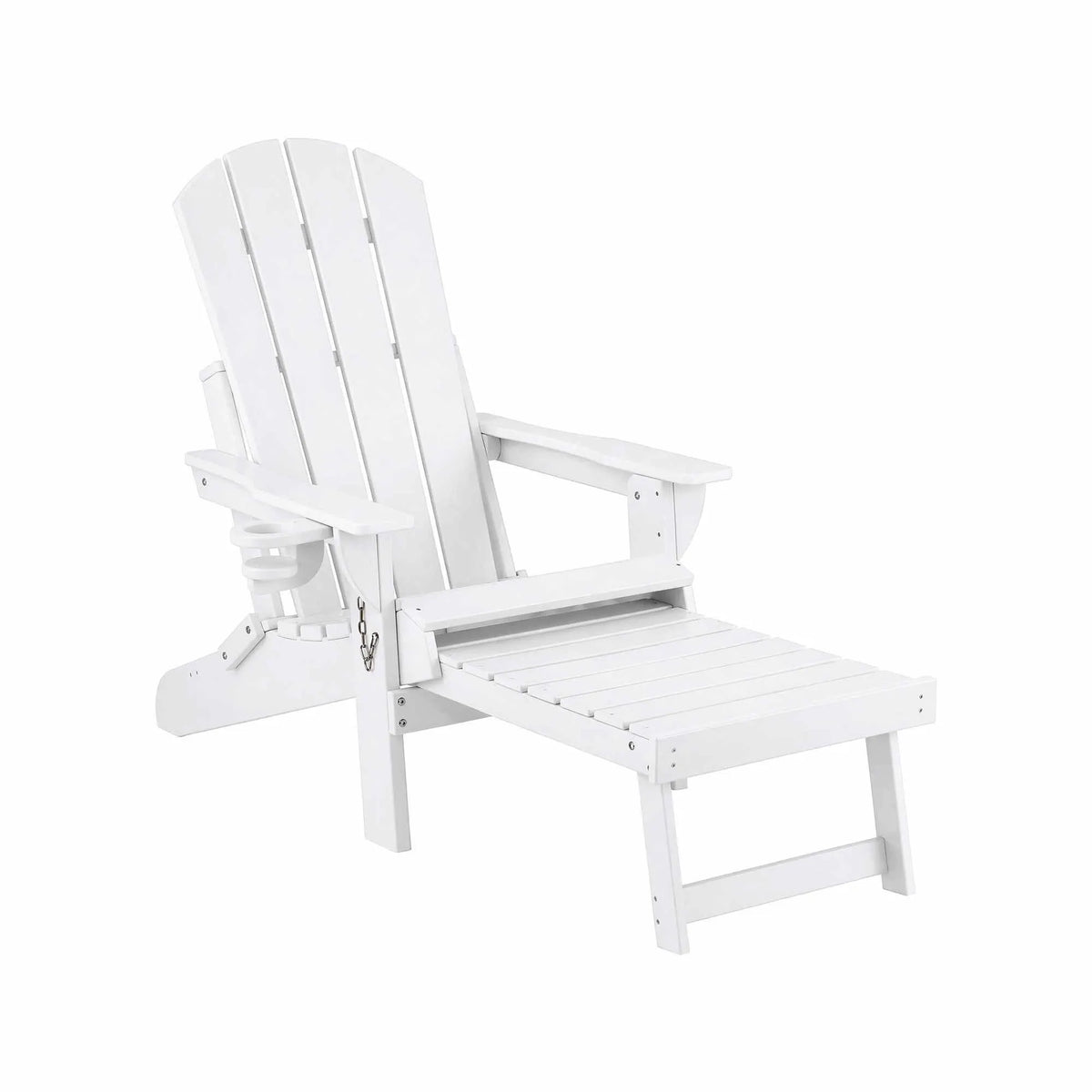Gardeon Folding Sun Lounger Adirondack Chair Outdoor Lounge Setting HDPE Recliner Footrest White - Image 9