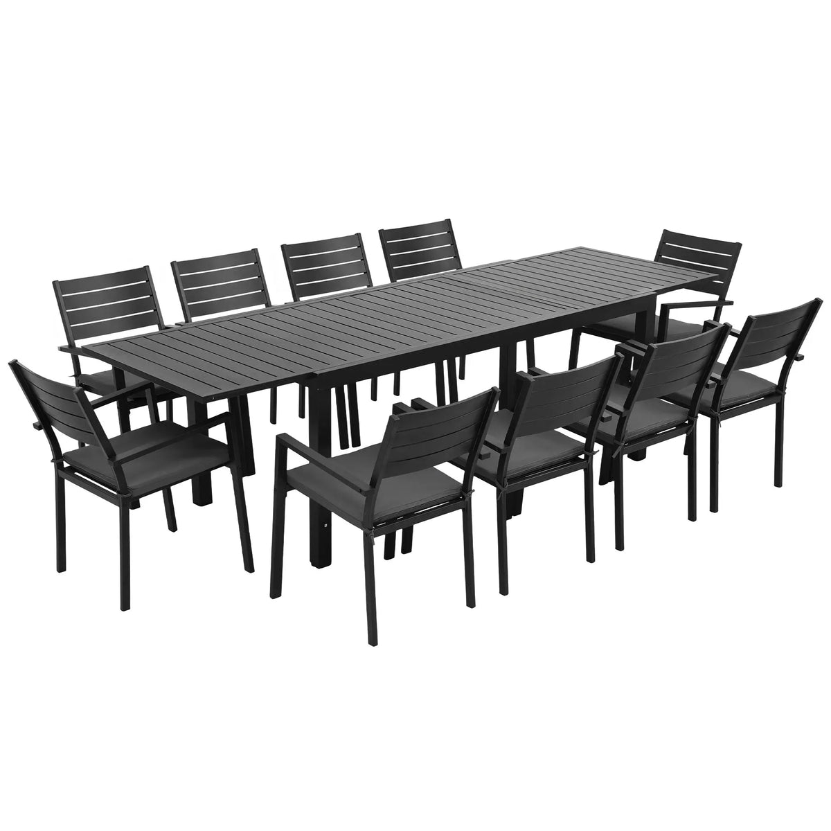 Gardeon Outdoor Dining Set 11PCS Aluminum Extendable Table and Chairs Patio Furniture Black - Image 9
