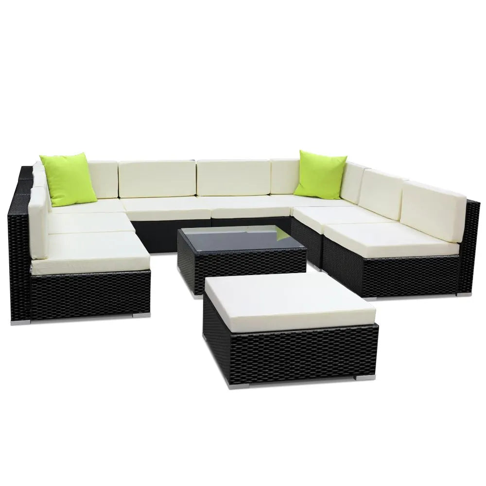Gardeon 10-Piece Outdoor Sofa Set Wicker Couch Lounge Setting 9 Seater - Image 8