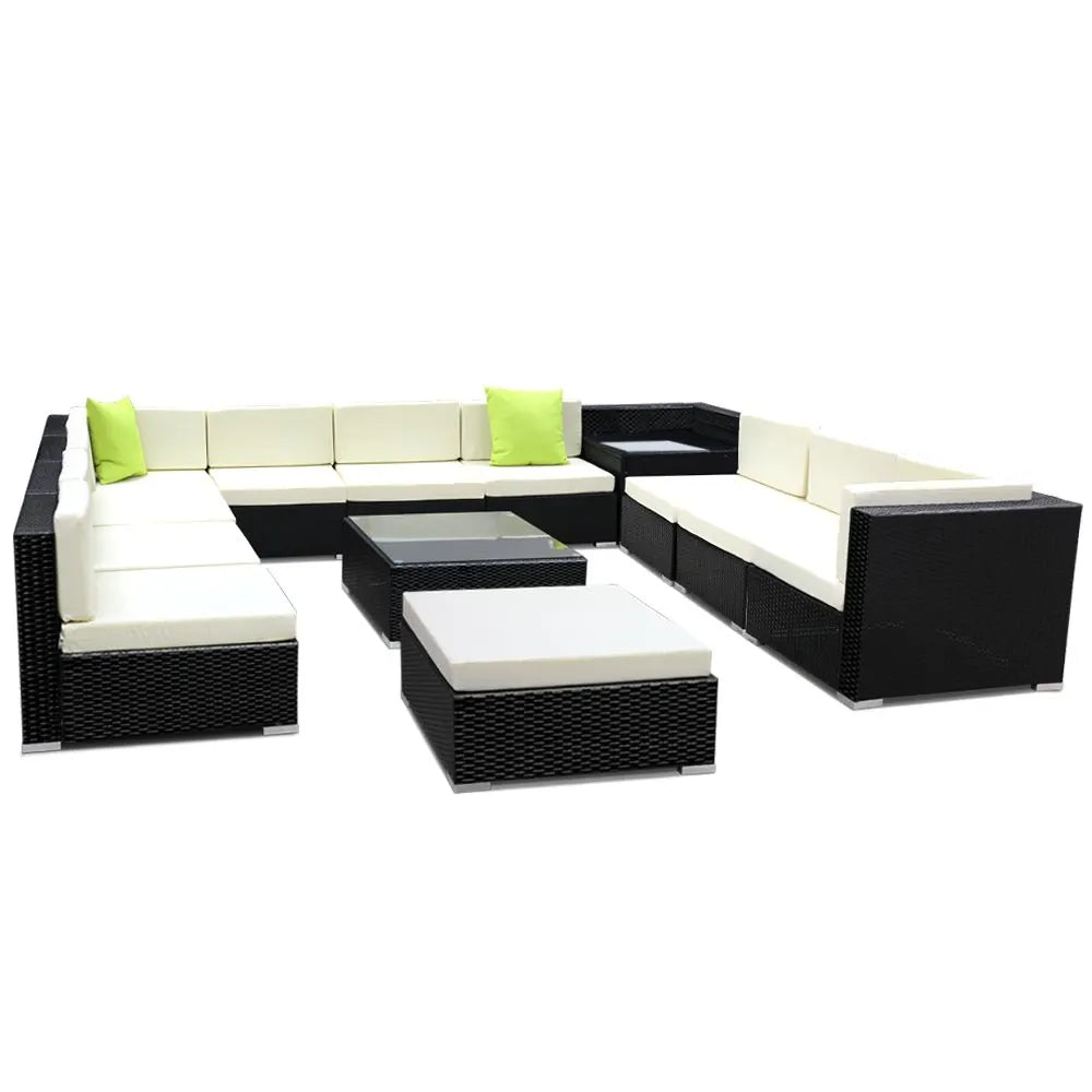 Gardeon 13-Piece Outdoor Sofa Set Wicker Couch Lounge Setting 11 Seater - Image 8