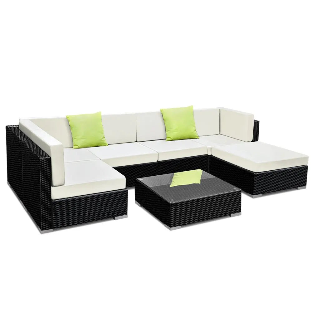 Gardeon 7-Piece Outdoor Sofa Set Wicker Couch Lounge Setting 6 Seater - Image 8