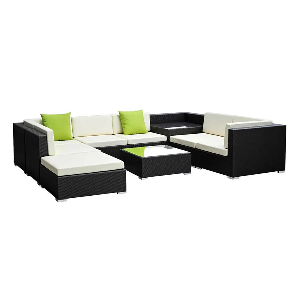 Gardeon 9-Piece Outdoor Sofa Set Wicker Couch Lounge Setting Cover - Image 7
