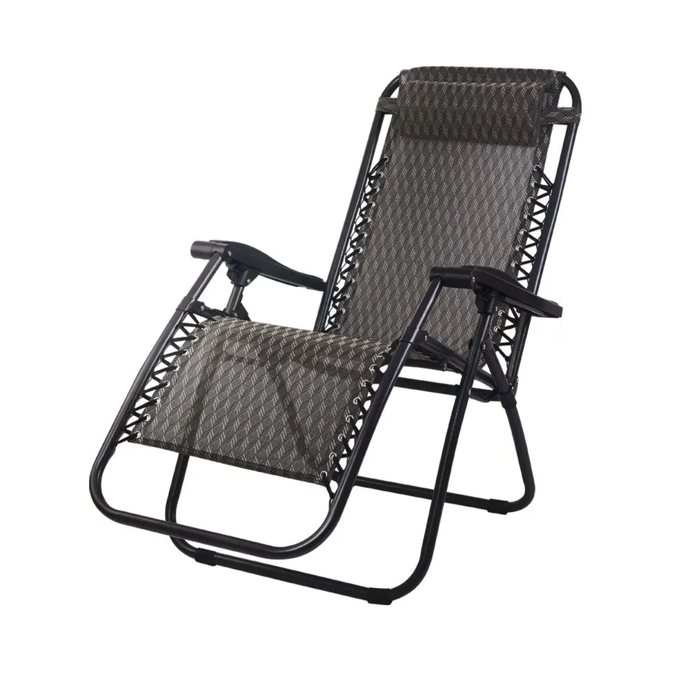 Gardeon Zero Gravity Chair Folding Outdoor Recliner Adjustable Sun Lounge Camping Grey - Image 8