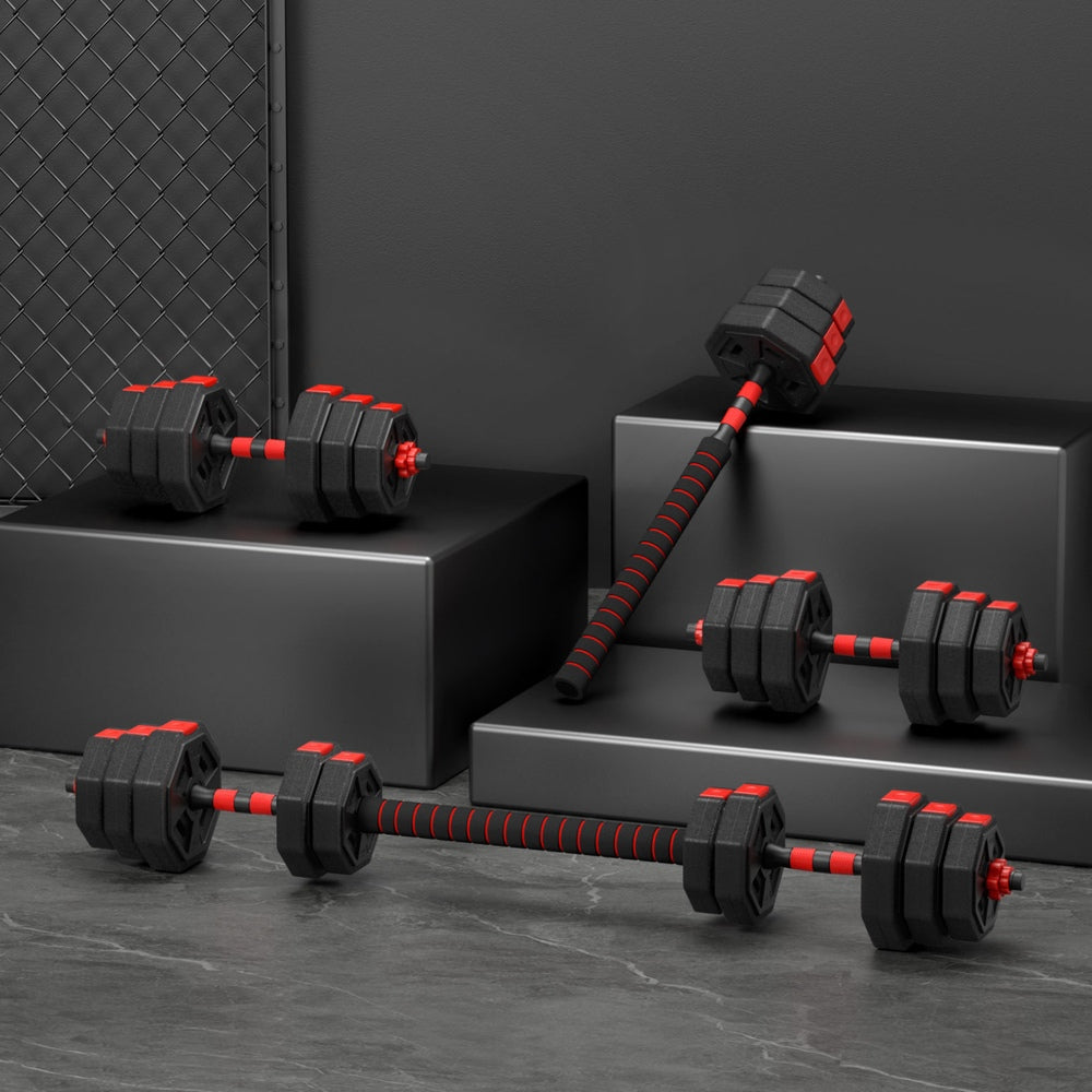 Everfit 20kg Adjustable Dumbbell Barbell Set Weight Plates Home Workout - Image 7