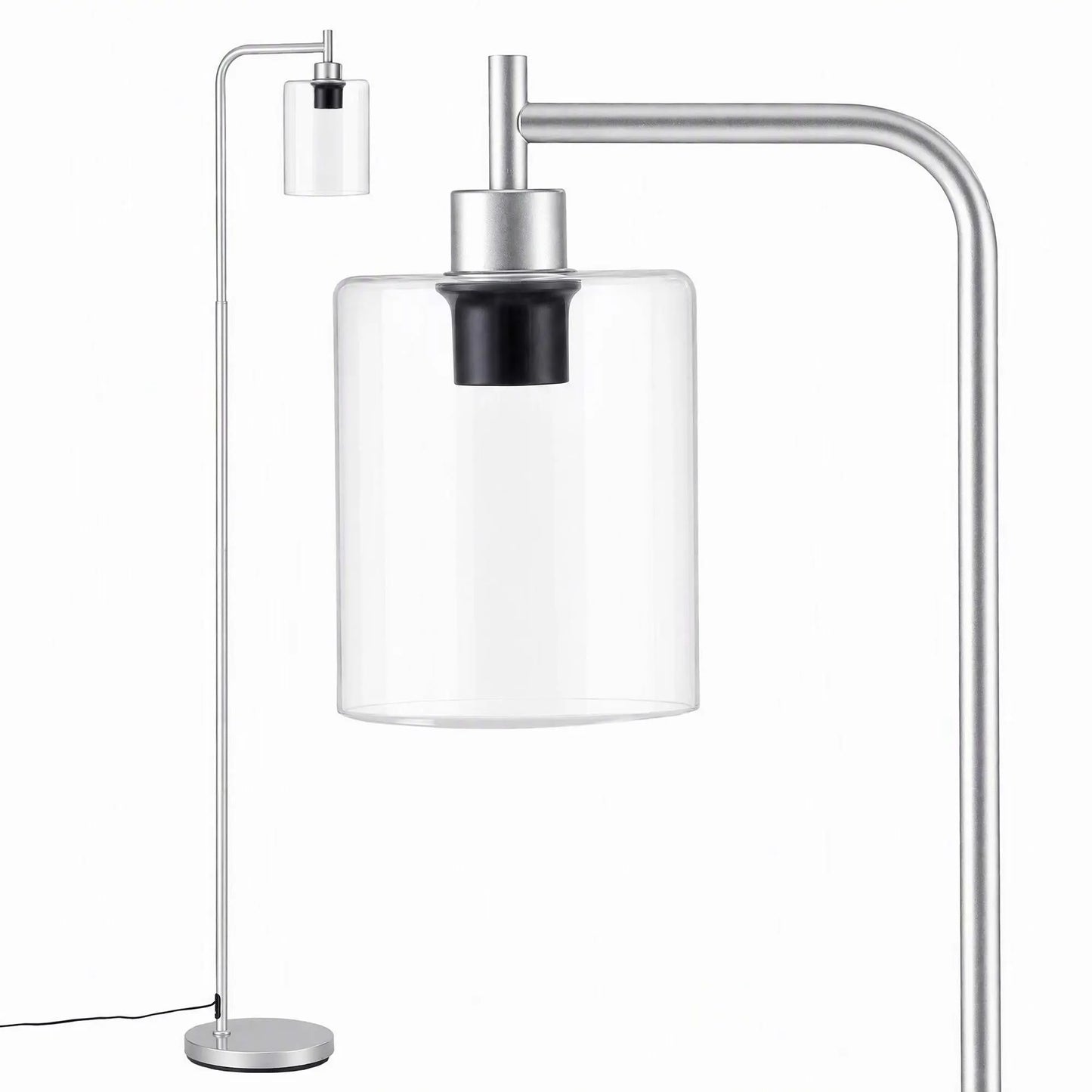 Artiss Floor Lamp Modern Industrial Standing Light with Clear Glass Shade, Silver Metal Tall Lamp for Living Room, Bedroom & Office, Anti-Tipping Weighted Base & Foot Switch (Bulb Not Included) - Image 9
