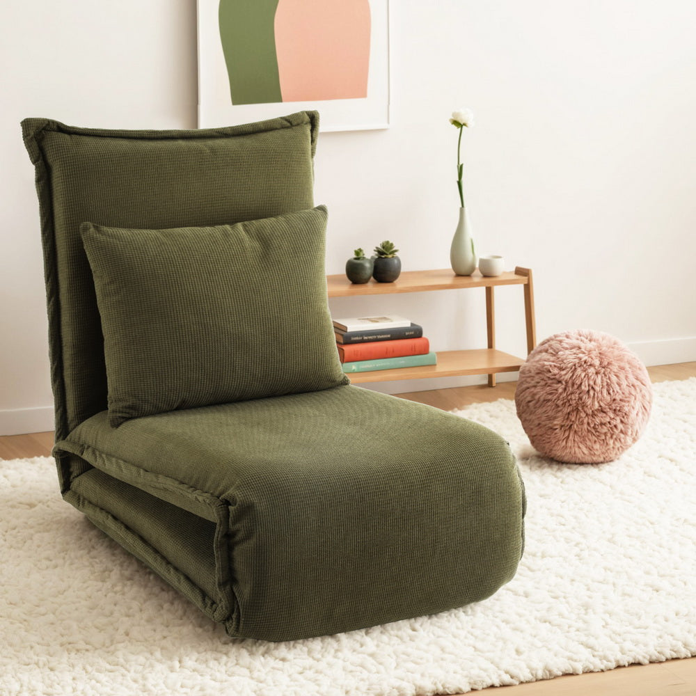 Artiss Floor Lounge Sofa Bed Foldable Green - Image 7