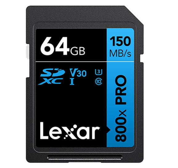 Lexar High-Performance 800x PRO 64GB SDHC' SDXC™ UHS-I Card BLUE Series up to 150MB/s1 shoot high...