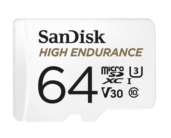 SanDisk High Endurance 64GB microSD 100MB/s 40MB/s 5K hrs 4K UHD C10 U3 V30 -40°C to 85°C Heat Fr...