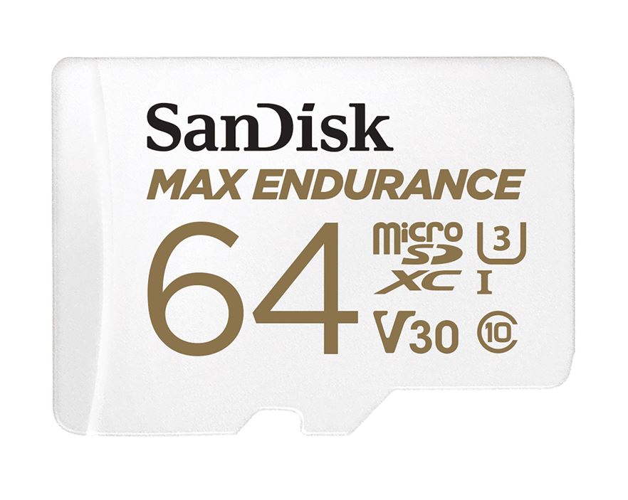 SanDisk Max Endurance 64GB microSD 100MB/s 40MB/s 20K hrs 4K UHD C10 U3 V30 -40°C to 85°C Heat Fr...