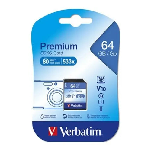 Verbatim SDXC 64GB (Class 10 UHS-I) Up to 45MB/Sec 300X read speed - Flash Memory