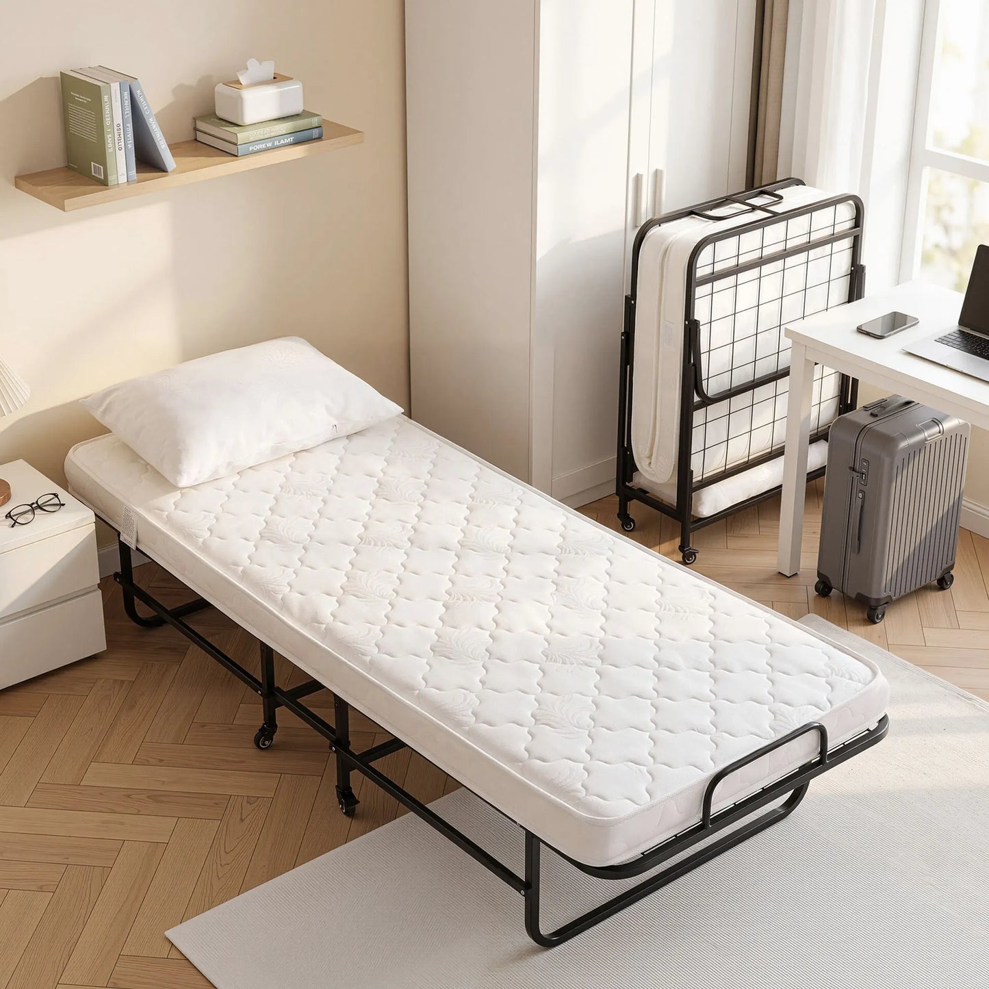 ARTISS Folding Bed with Mattress, Portable Rollaway 150kg Capacity 190CM - Image 8