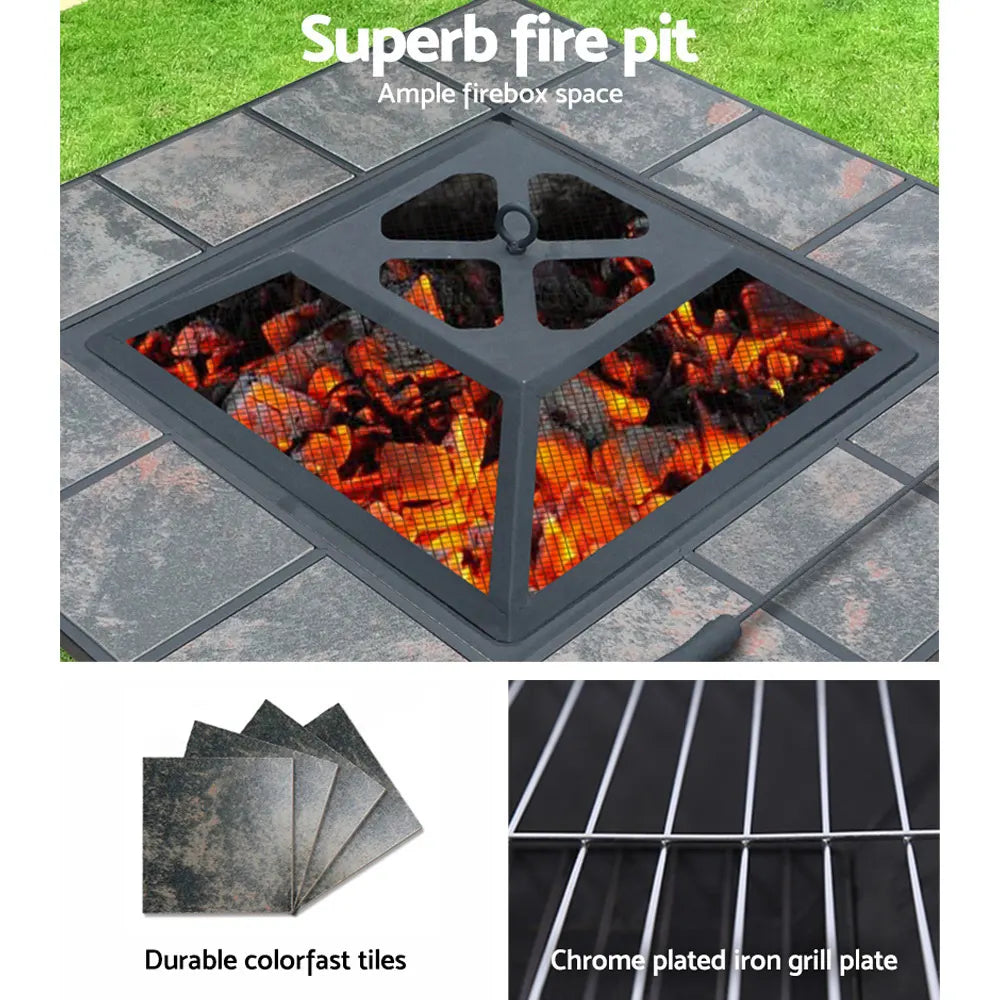 Grillz Fire Pit BBQ Grill Ice Bucket 4-In-1 Table - Image 6