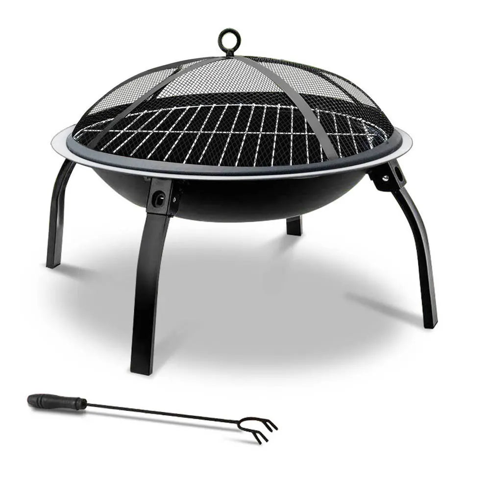 Fire Pit BBQ Charcoal Smoker Portable Outdoor Camping Pits Patio Fireplace 22" - Image 8