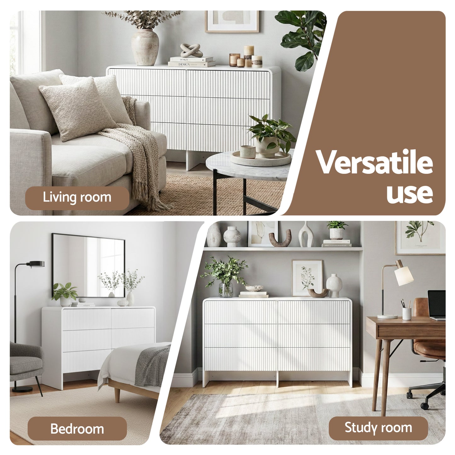 Artiss 6 Chest of Drawers Dresser Cabinet Beige - Image 9