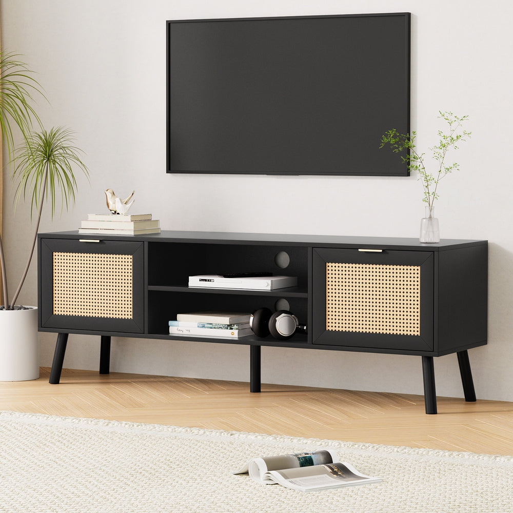 Artiss TV Unit 150cm Storage Cabinet Black - Image 8