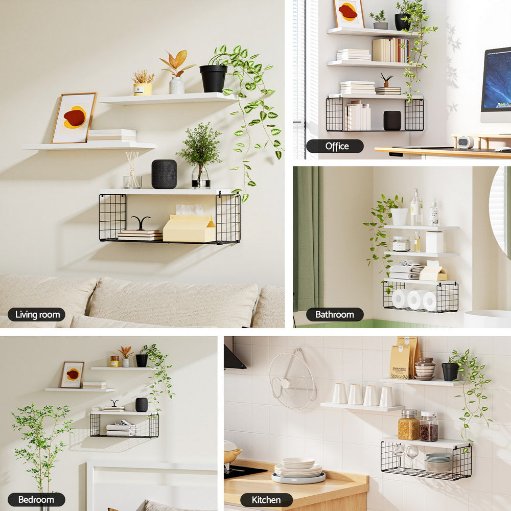 Artiss Floating Wall Shelf Set of 3 White - Image 5