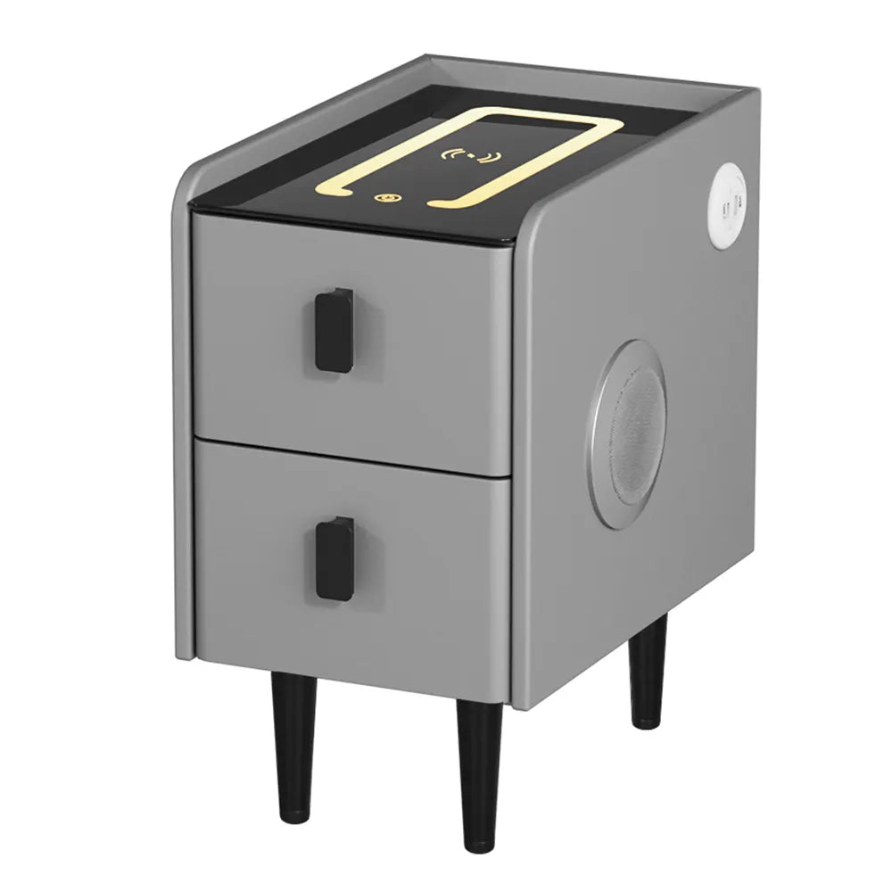 Artiss Smart Bedside Table 2 Drawers with Wireless Charging Ports LED Grey AIDA - Image 7