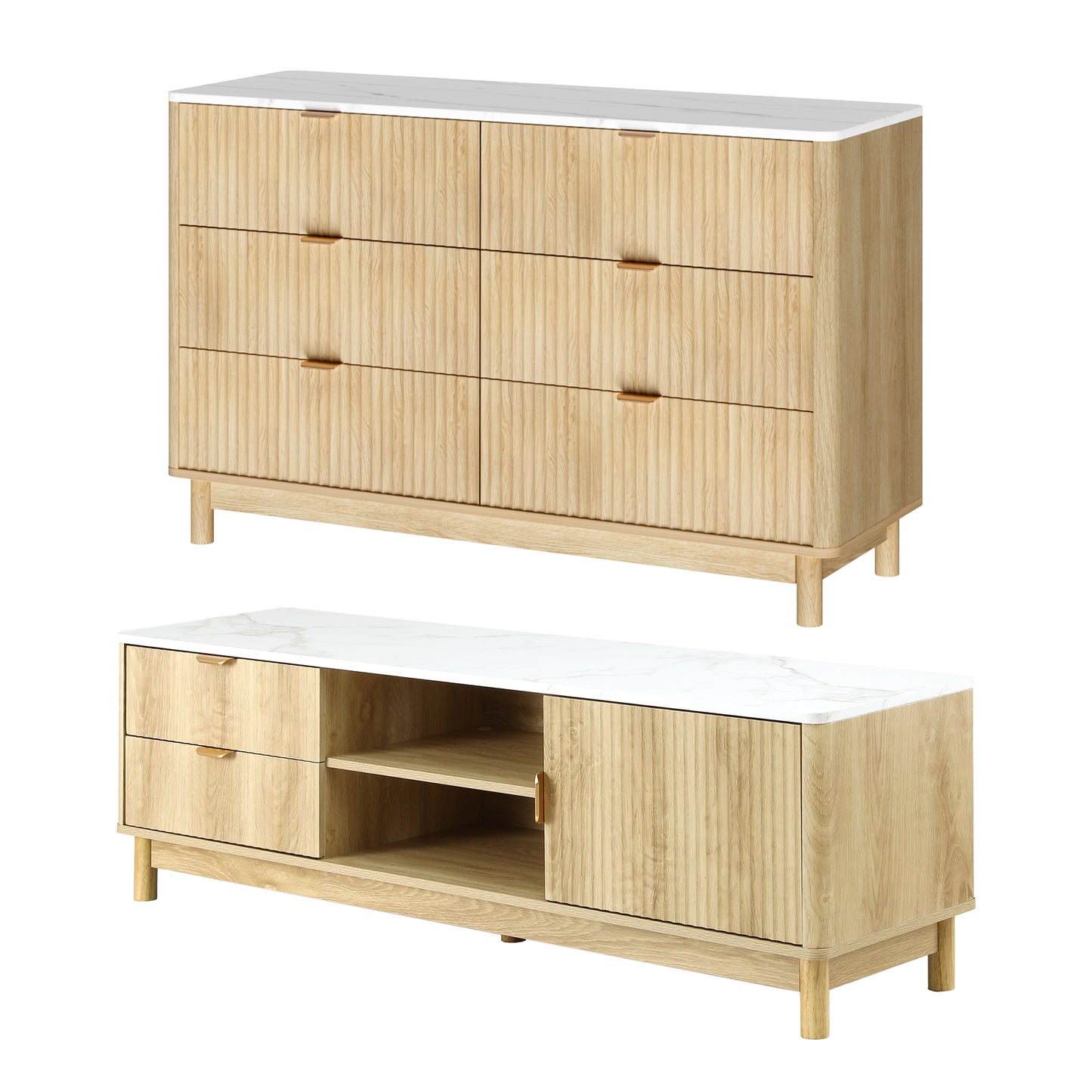 Artiss TV Unit & Chest of Drawers Set Solid Wood Legs Pine - Image 9