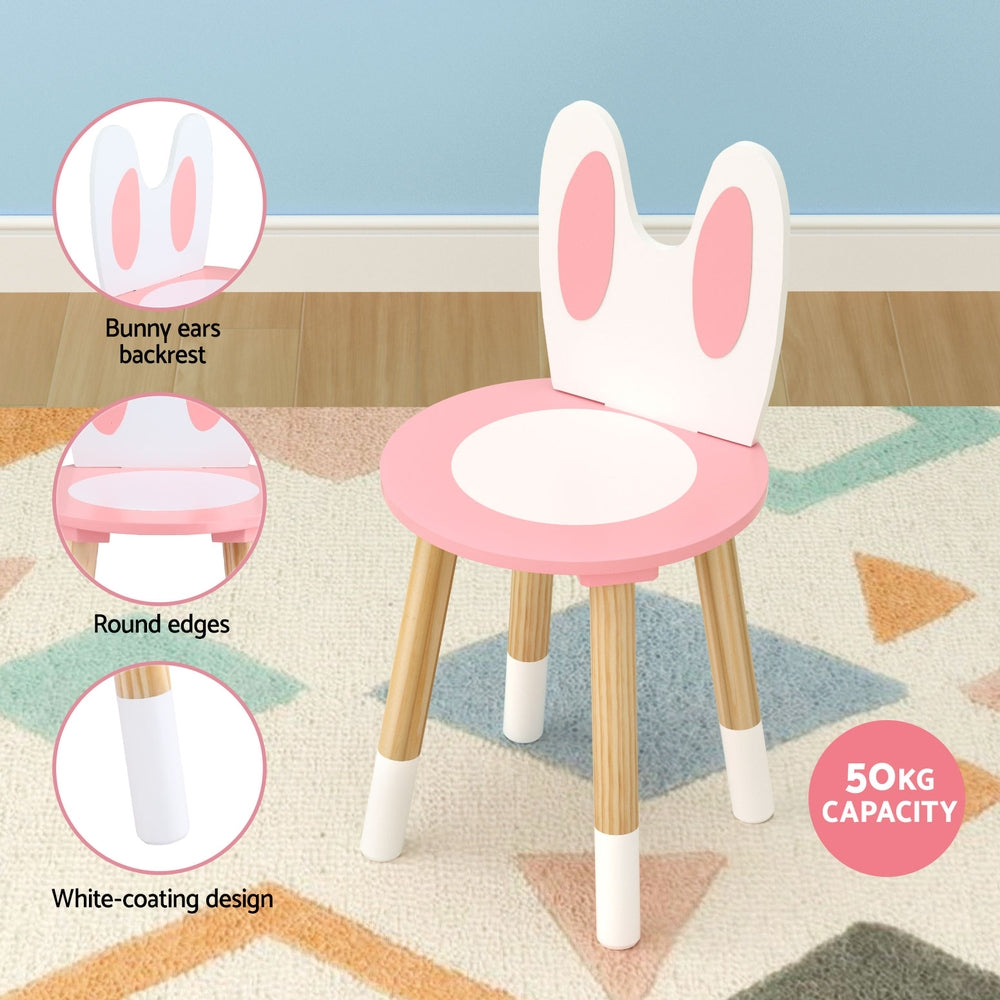 1 Set of Keezi Kids Dressing Table Wooden Bunny Pink - Image 6