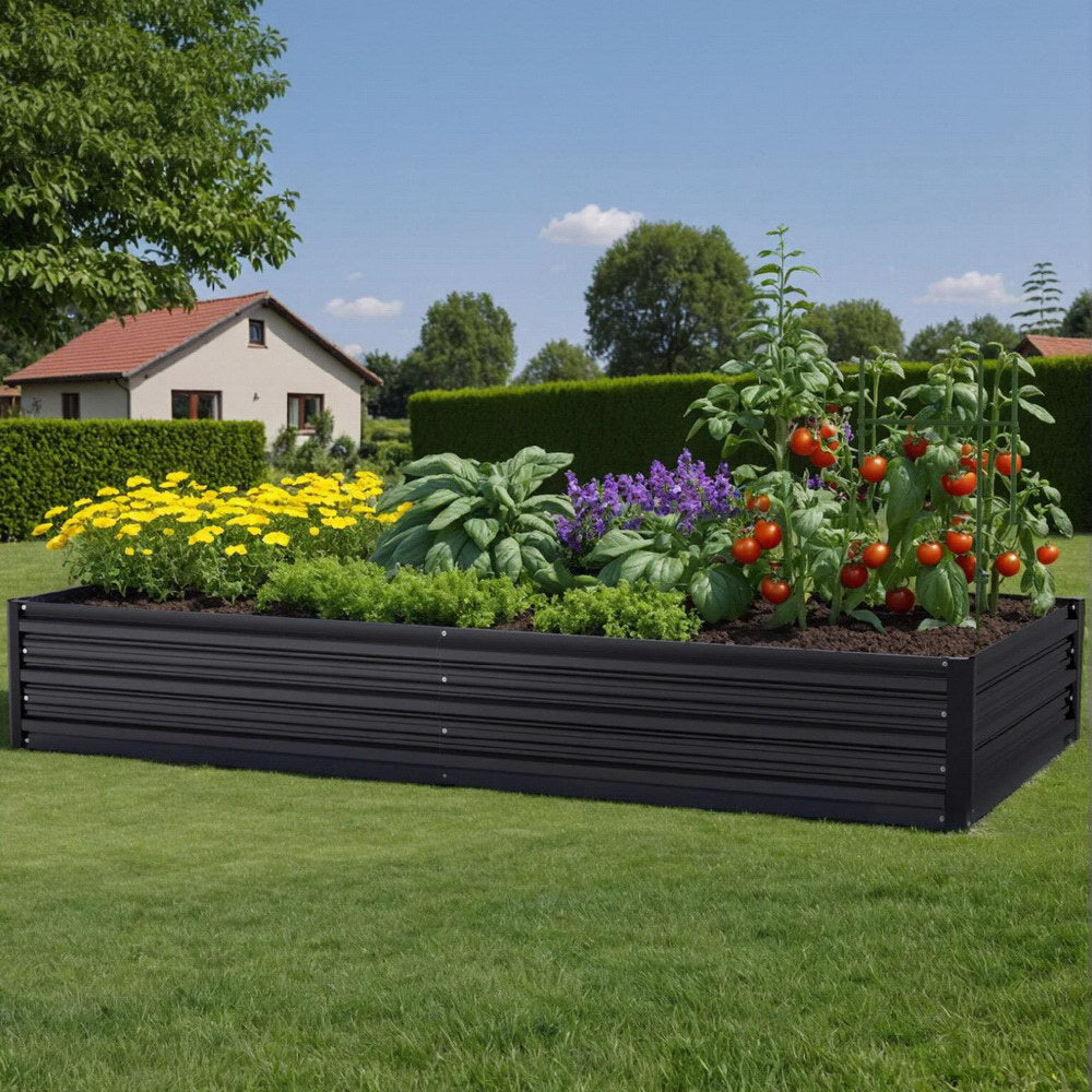 Green Fingers Raised Garden Bed 2 Pcs 210x90cm Planter Box Container Galvanised Metal Outdoor - Image 7