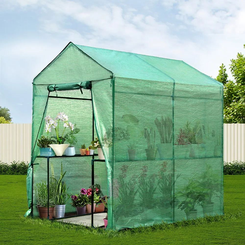Green Fingers Greenhouse 1.2x1.9x1.9M Walk in Green House Tunnel Plant Garden Shed 4 Shelves - Image 8