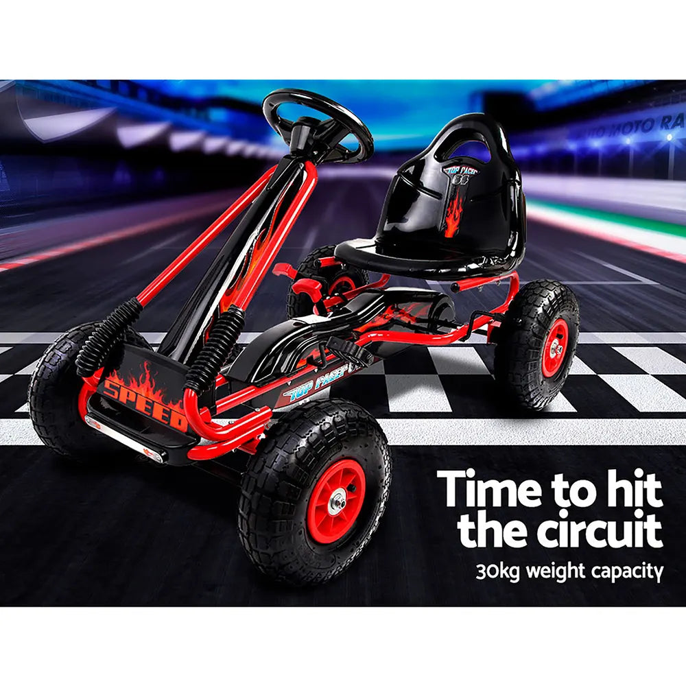 Rigo Kids Pedal Go Kart Ride On Toys Racing Car Rubber Tyre Red - Image 6