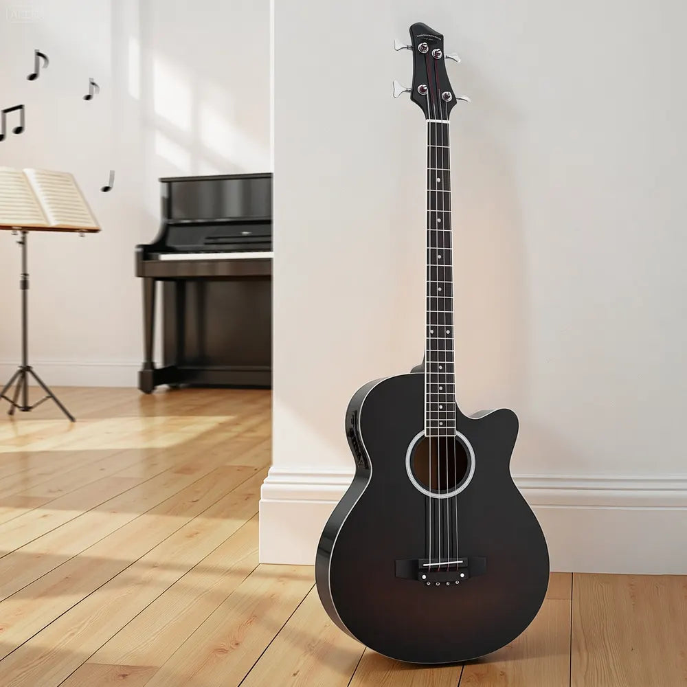 Alpha 43" Acoustic Bass Guitar Black 4-Band EQ - Image 7