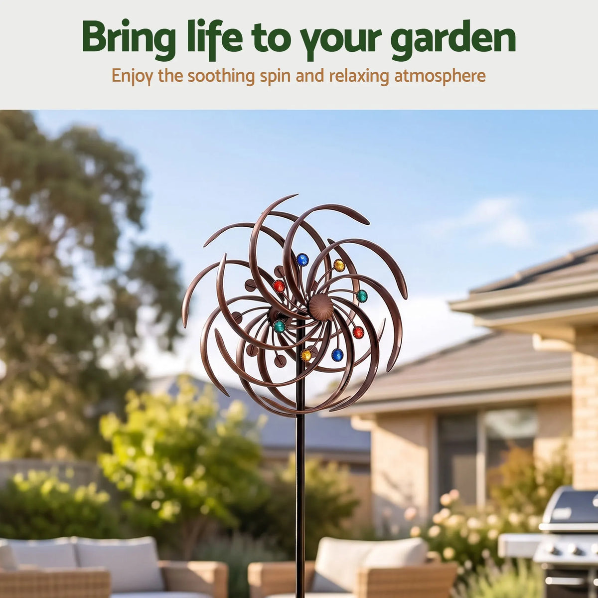 Gardeon Garden Windmill Metal Wind Spinner Double Layer 190cm Bronze - Image 8