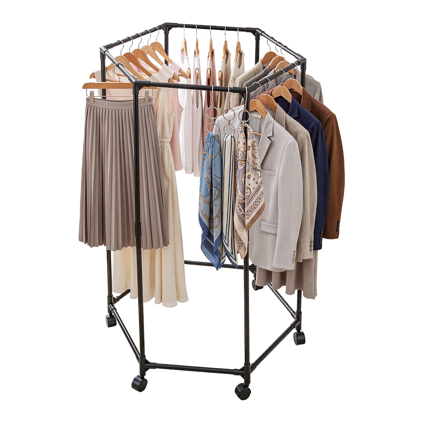 Artiss Clothes Rack Airer Rail Coat Stand Wheels 6 Rods - Image 8