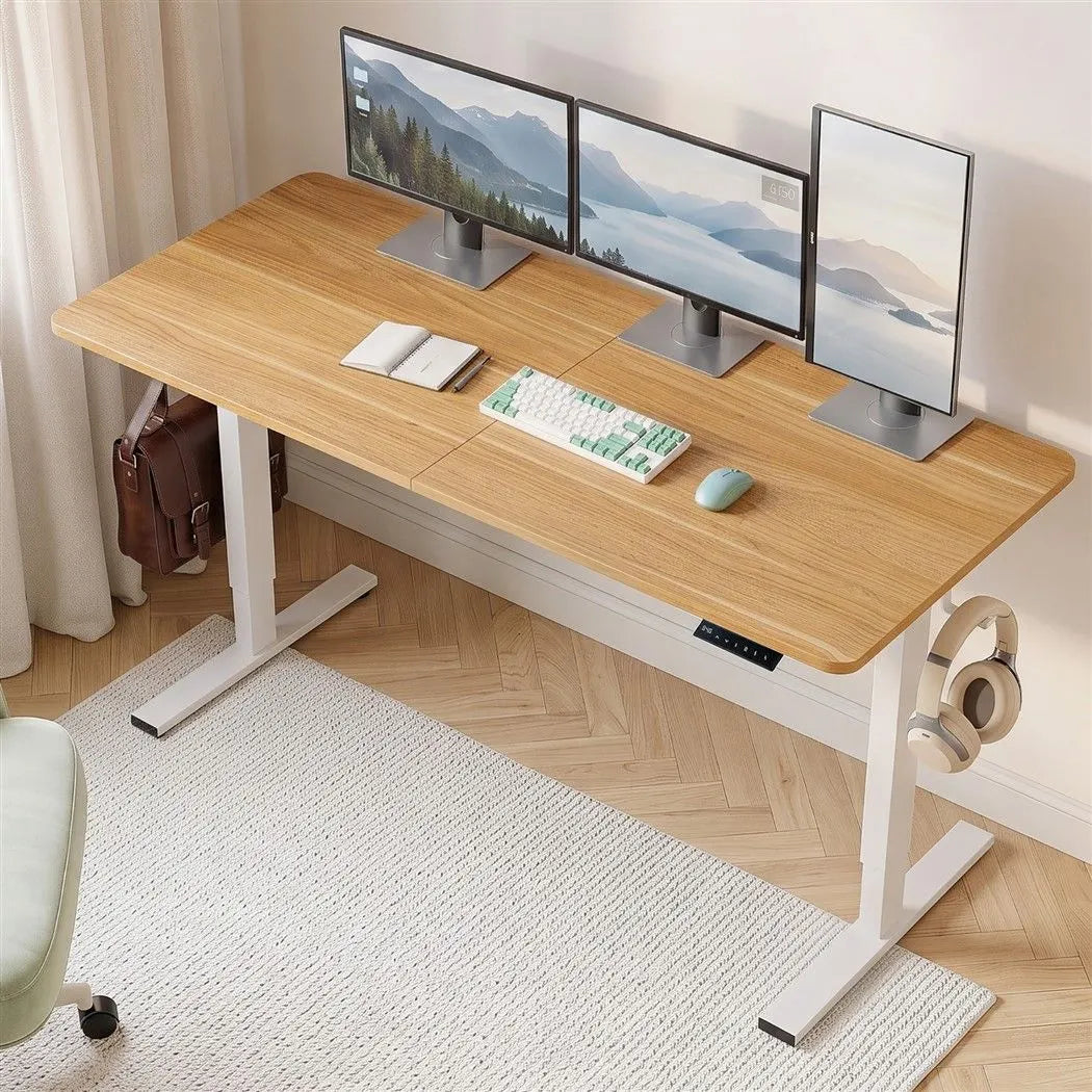 Artiss Standing Desk Height Adjustable 140cm Ergonomic Office Desk Oak - Image 9