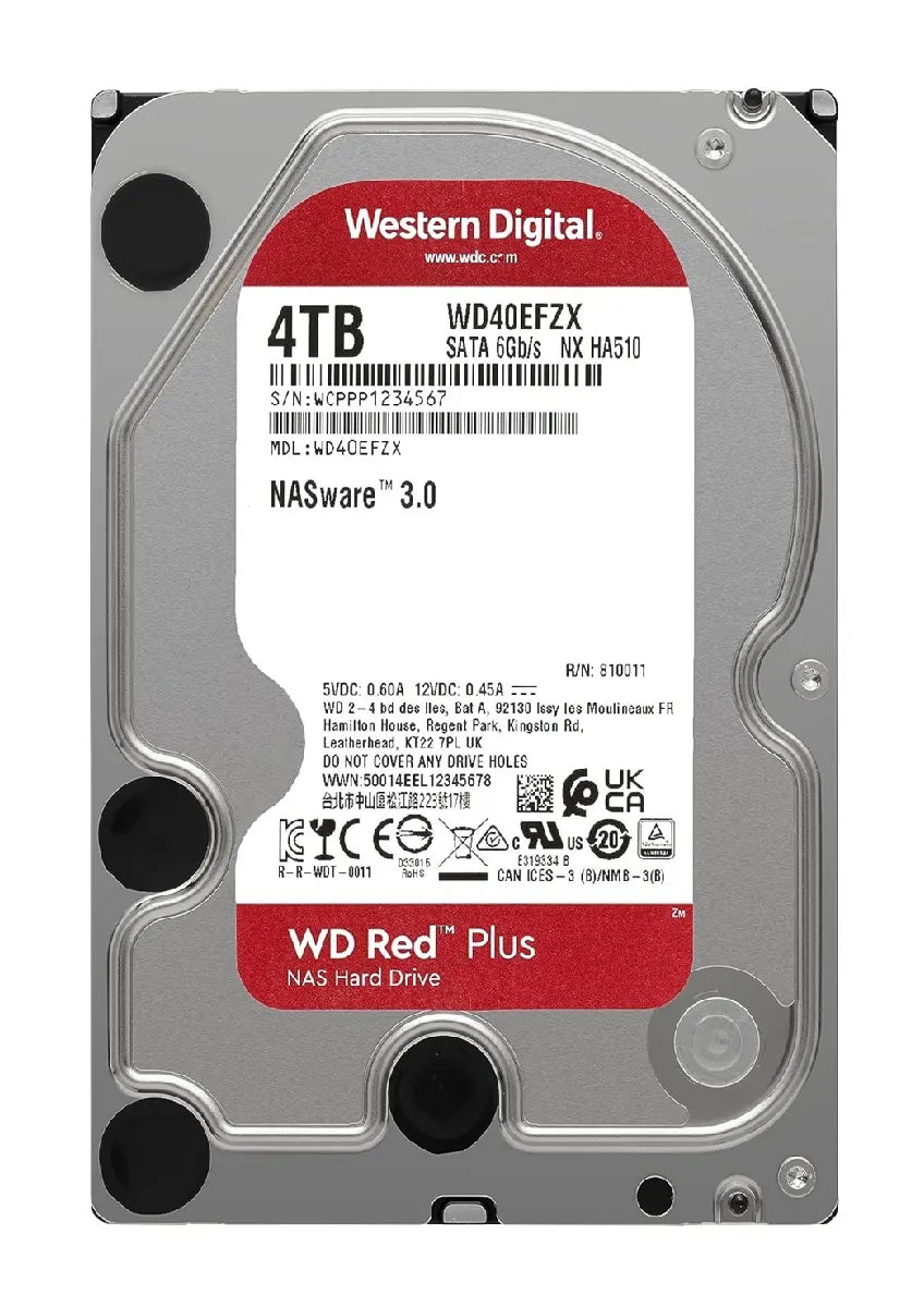Western Digital WD Red Plus 4TB 3.5' NAS HDD SATA III NAS Hard Drive 5400 RPM 128MB Cache 180MB/S... - Image 3