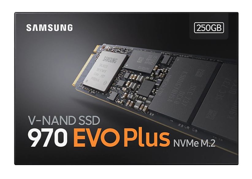 Samsung 970 EVO Plus 250GB PCIe NVMe SSD MLC 3500MB/s 2300MB/s 250K/550KIOPS 150TBW 5yrs wty