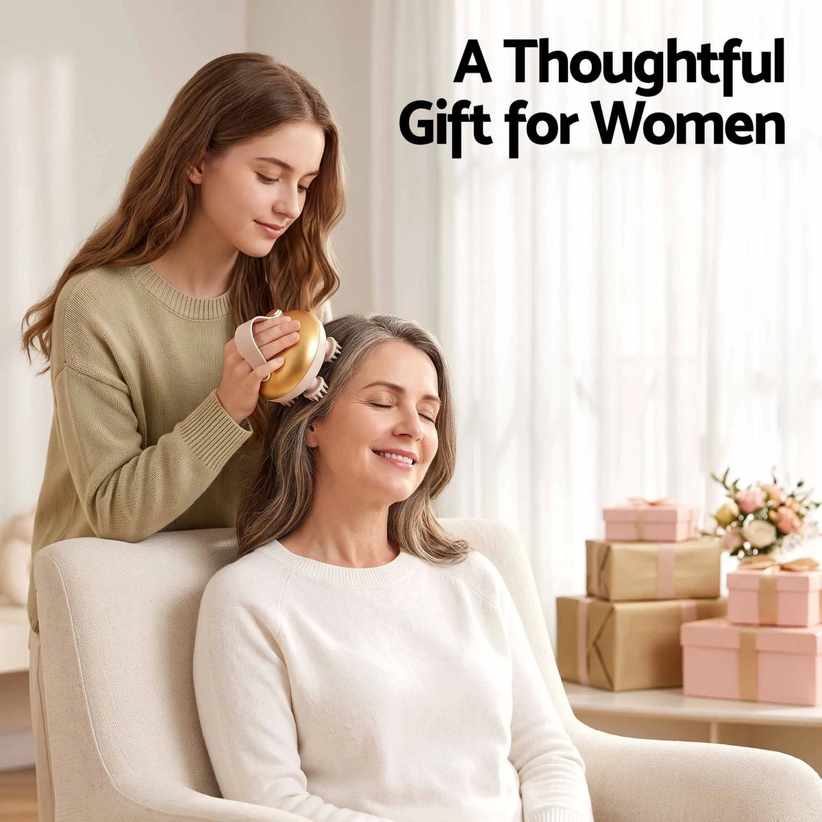 Livemor Scalp Massager Kneading Head Massager Scalp Stress Relax Portable Rechargeable Hair Massager Shower Massage Cat Massager Scratcher, Gift for Mom Dad - Image 9