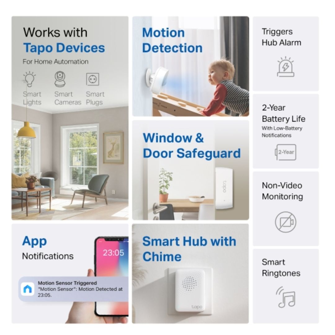 TP-Link Tapo T30 KIT Smart Sensor Starter Kit, Tapo H100 × 1 + Tapo T100 × 1 + Tapo T110 × 2 - Ho... - Image 4