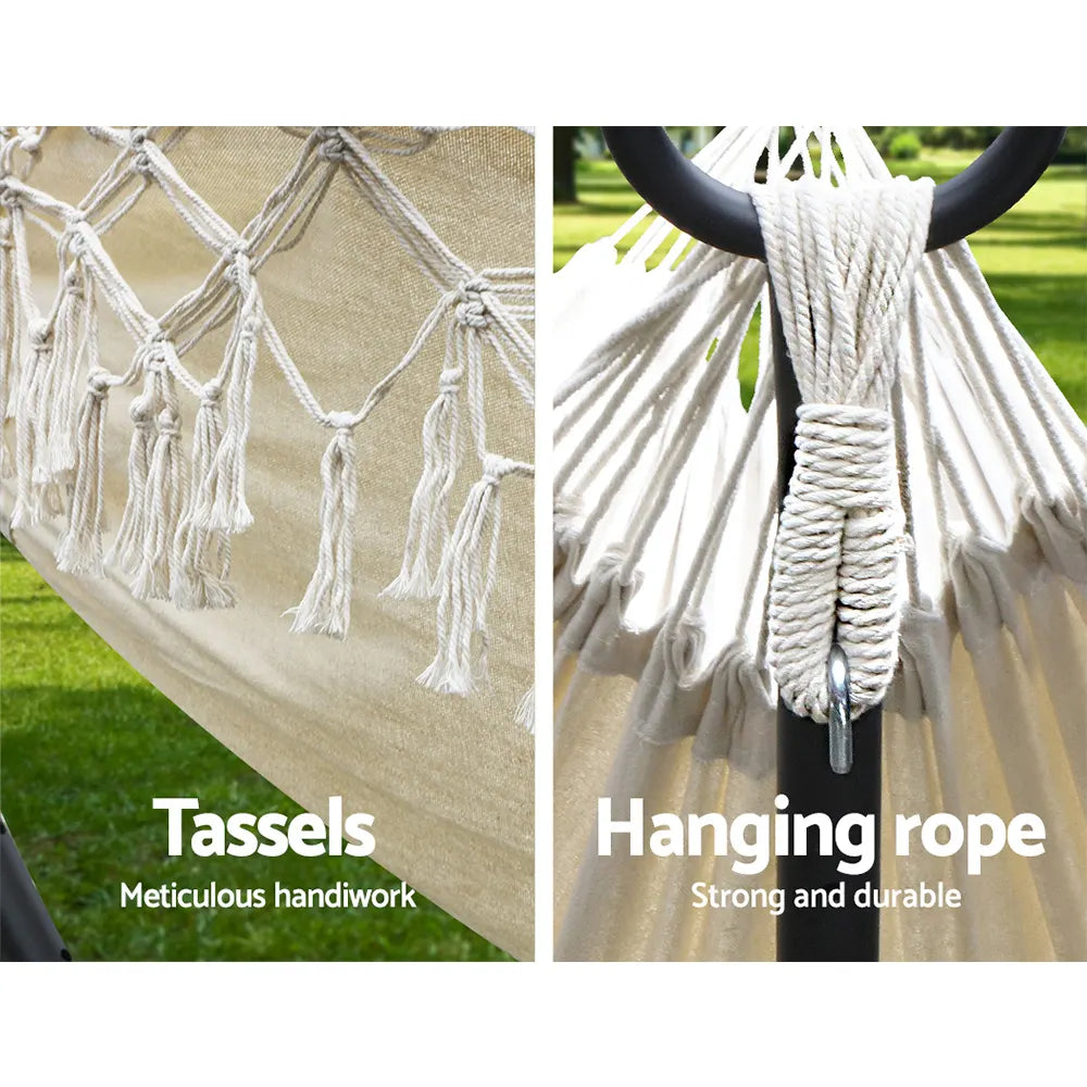 Gardeon Hammock Bed Rope Tassel Outdoor Hammocks Chair Camping - Image 6