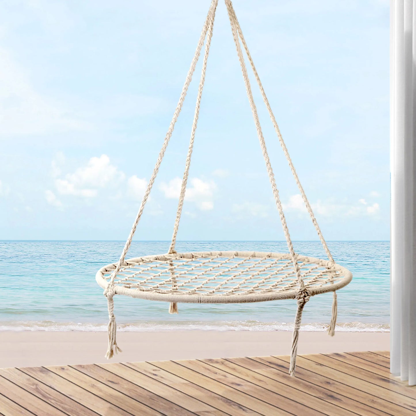 Gardeon Hammock Chair Outdoor Tree Swing Nest Web Hanging Seat 100cm - Image 8