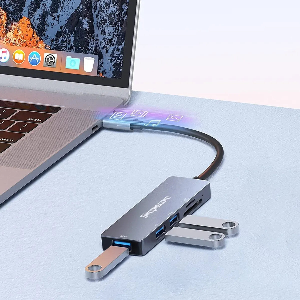 Simplecom CH255 USB-C 5-in-1 Multiport Adapter 3-Port USB-A Hub with SD MicroSD Card Reader - USB... - Image 4