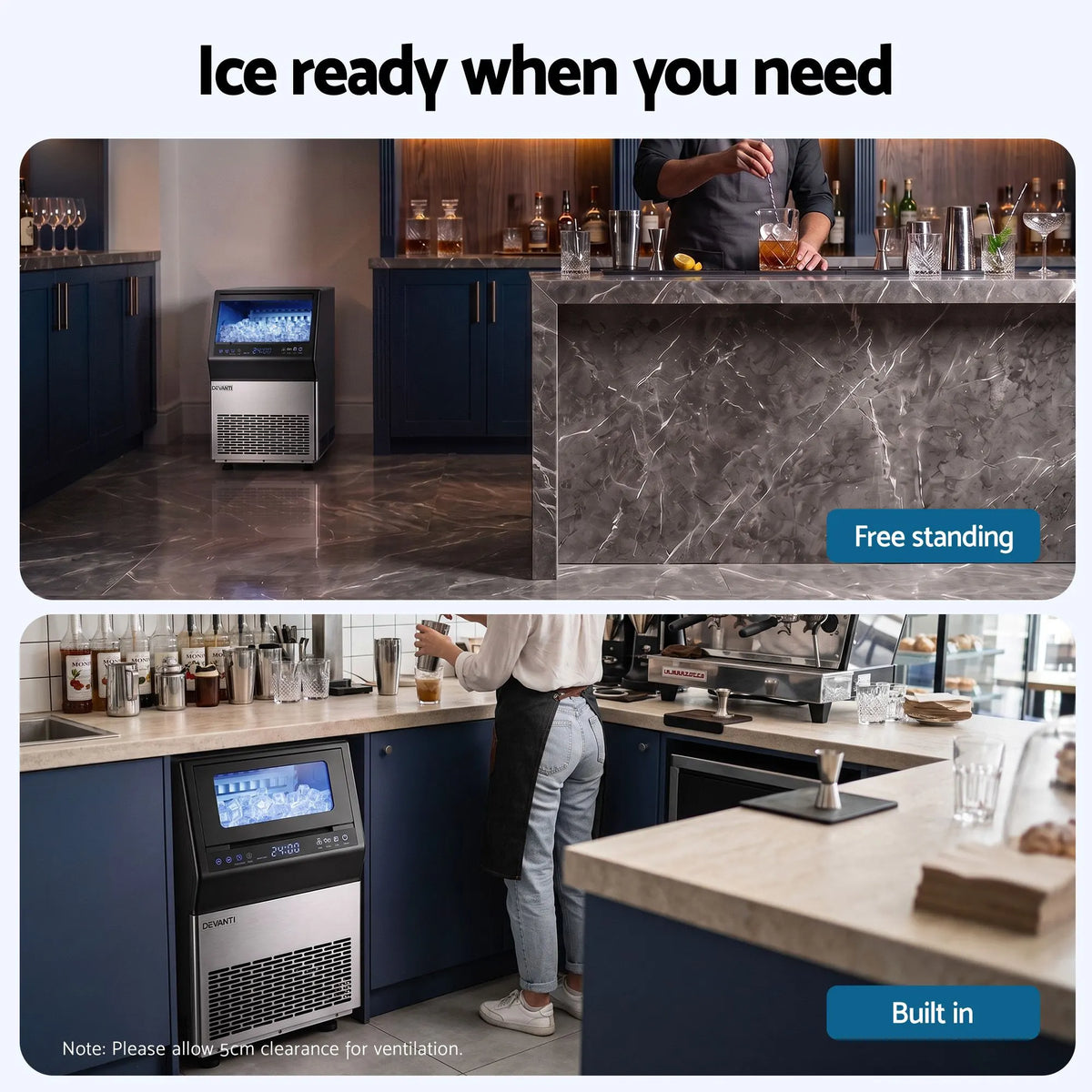 Devanti 35kg Commercial Ice Maker Freestanding Ice Cube Machine - Image 9